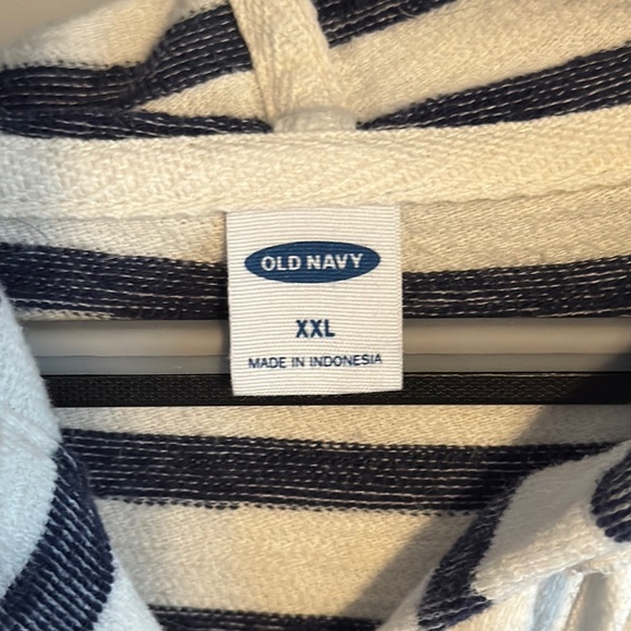 Old Navy White and Blue Long Sleeve Hoodie Relaxed Fit - Picture 2 of 4